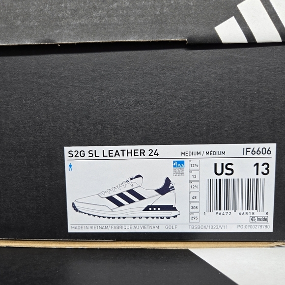 New adidas S2G Spikeless Leather 24 Golf White Navy Men's Shoes Size 13 - Picture 8 of 8
